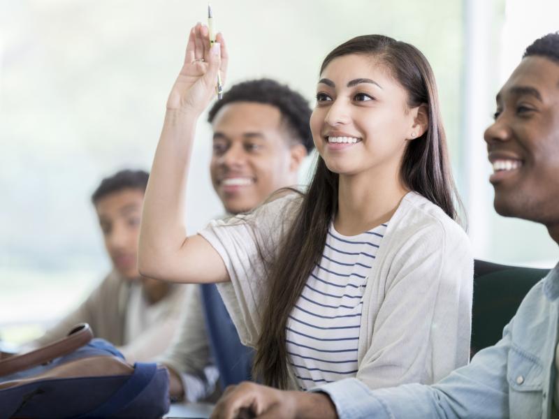 Student raising hand