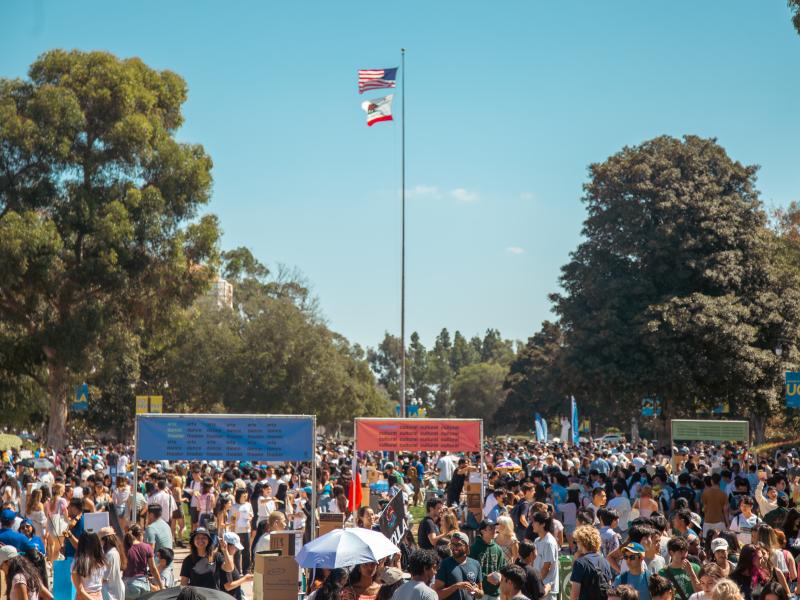 Students gathered at student org booths