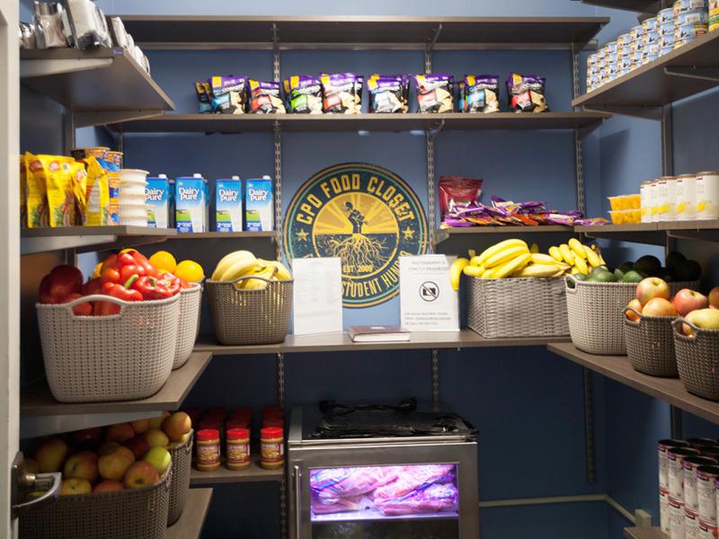 CPO food closet with food on shelves